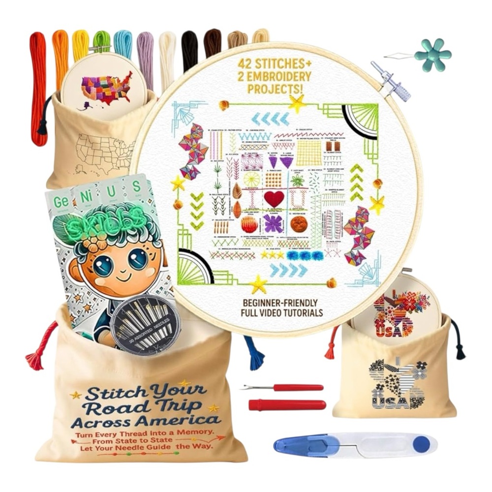 Genius Skills Embroidery Kit for Beginners – Stitch & Learn Essentials